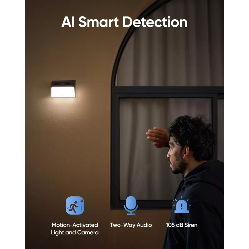 Anker Innovations Eufy Solar Wall Light Cam S120 - tīkla novērošanas kamera - laikapstākļiem izturīga - krāsa (diena/nakts)