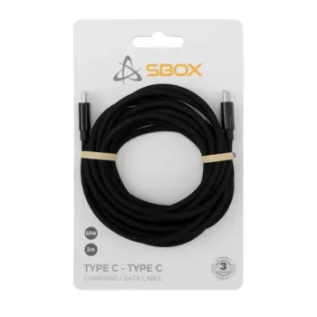 USB Type-C kabelis SBOX 3 m, Type-C uz Type-C, melns