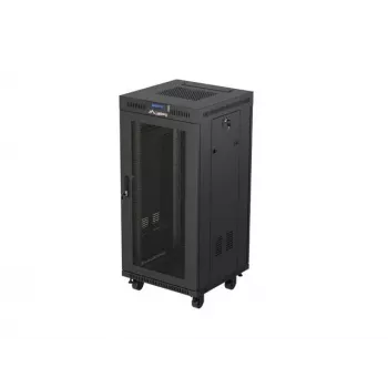 Rack skapis LANBERG FF01-6624-23BL 24U brīvi stāvošs 19 collu 600×600 mm IP20 melns