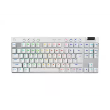 Logitech G PRO X TKL bezvadu spēļu tastatūra, Gaming RF Wireless + Bluetooth, QWERTY US International, balta