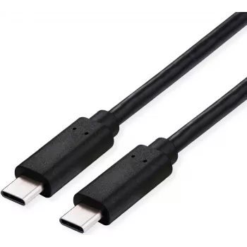 Roline USB-C kabelis - 24 kontaktu USB-C (vīriešu) uz 24 kontaktu USB-C (vīriešu) - USB4 Gen3x2 - 48 V - 5 A - 1 m - 40 Gbps datu pārraides ātrums, 240 W barošana - Melns (11.02.9104)