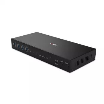 Lindy 2 Portu Divu Galvu HDMI 4K60, USB 3.0 KVM Slēdzis, 4096 x 2160 pikseļi, 4K Ultra HD, Melns