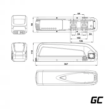 Green Cell EBIKEGCF02 48V 13000mAh Litija-jonu akumulators