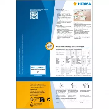 Izturīgas birkas HERMA A4 52,5x93,5 mm balts papīrs nelīmējošas 1200 gab.