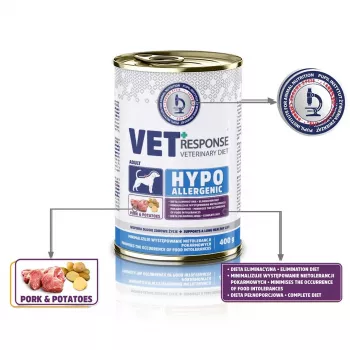 VET RESPONSE Hypoallergenic Pork - mitrā suņu barība - 400g
