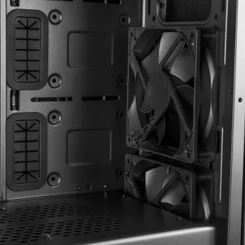 PC korpuss MODECOM Oberon Pro Midi Tower — melns, ATX/microATX/ITX, 7 sloti, līdz 395 mm GPU, 5 HDD/3 SSD