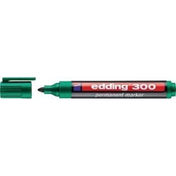 Pastāvīgais marķieris Edding 300 — zaļš, 1,5 mm gājiens, 10 iepakojumā