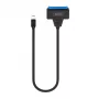 SAVIO SATA–USB-C interfeisa kabelis AK-69, SATA ligzda–USB-C spraudnis, USB 3.2 Gen 1 (5 Gbit/s), 0,25 m, melns
