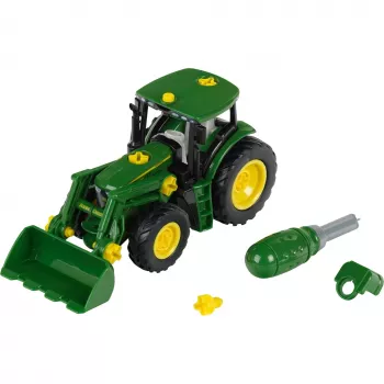 Theo Klein 3903 John Deere 6215 R būvējamais traktors, 1:24, melns/zaļš/dzeltens