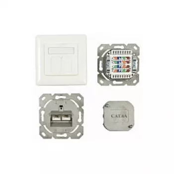 Synergy 21 S216357 – 2 x RJ-45 – 6a – Balts – 50 mm x 50 mm – 5,6 cm