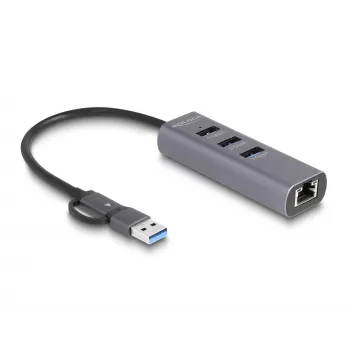 DeLOCK 64282 klēpjdatora dokstacija un portu replikators, vadu, USB 3.2 Gen 1 Type-C, pelēka (64282)