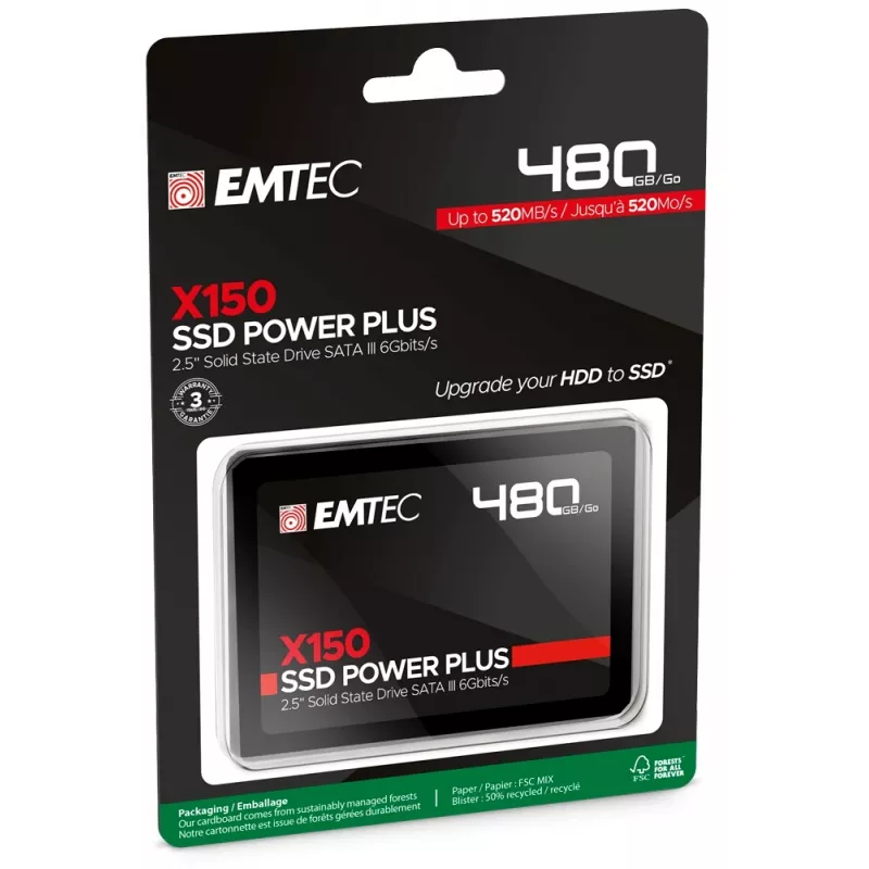 SSD Emtec X150 Power Plus 480 GB 2,5 collu SATA III