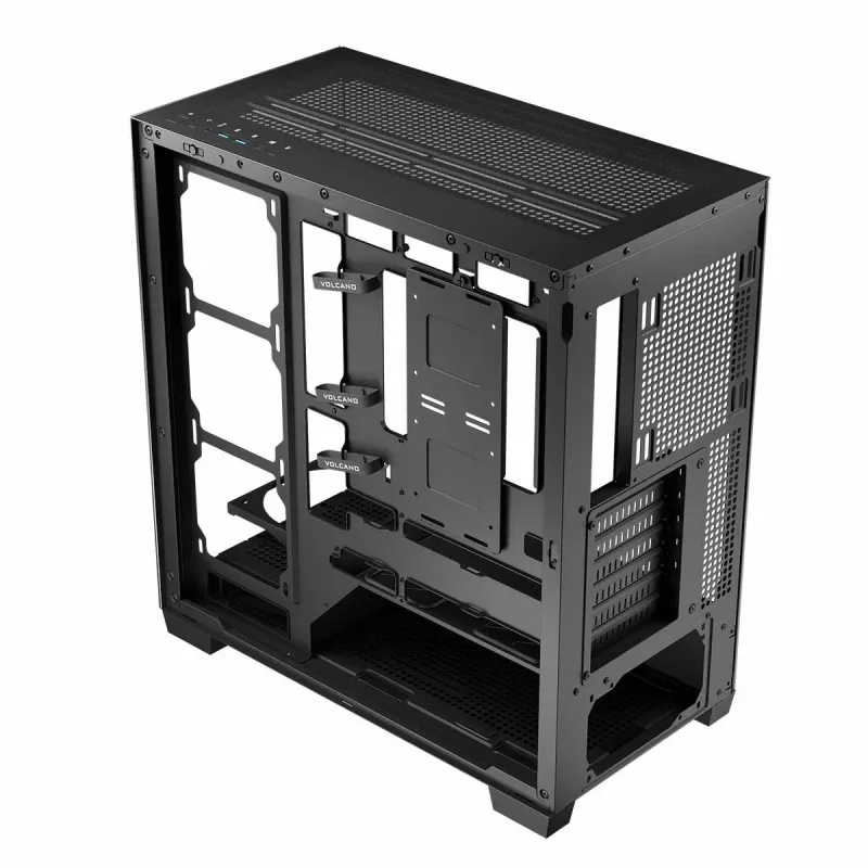 PC korpuss MODECOM Volcano Stellar NF ATX midi tornis, rūdīts stikls, melns, atbalsta ATX/micro ATX, GPU līdz 420mm, CPU dzesētājs 175mm