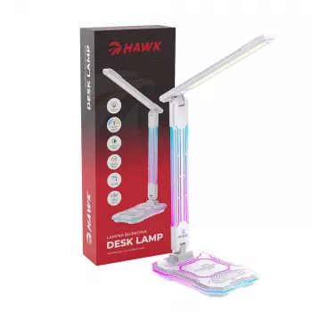 Galda lampa Hawk HW-LAMP04 balta LED regulējama, balta apdare, regulējama galva un roka