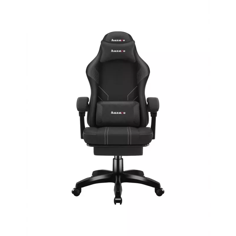 Spēļu krēsls huzaro Force 3.7 Carbon Black — ergonomisks, regulējams augstums 107.5–116.5 cm, 5 riteņi, jostas un kakla spilveni