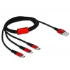 DeLOCK kabelis tikai uzlādei - Lightning / USB - USB (vīr.) uz Micro-USB Type B, Lightning, USB-C (vīr.) - 1,0 m - Ekranēts - Melns (85892)