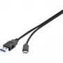 USB 3.1 kabelis Renkforce 1460359 — 1x USB 3.0 Type A uz 1x USB-C, 0,50 m, melns