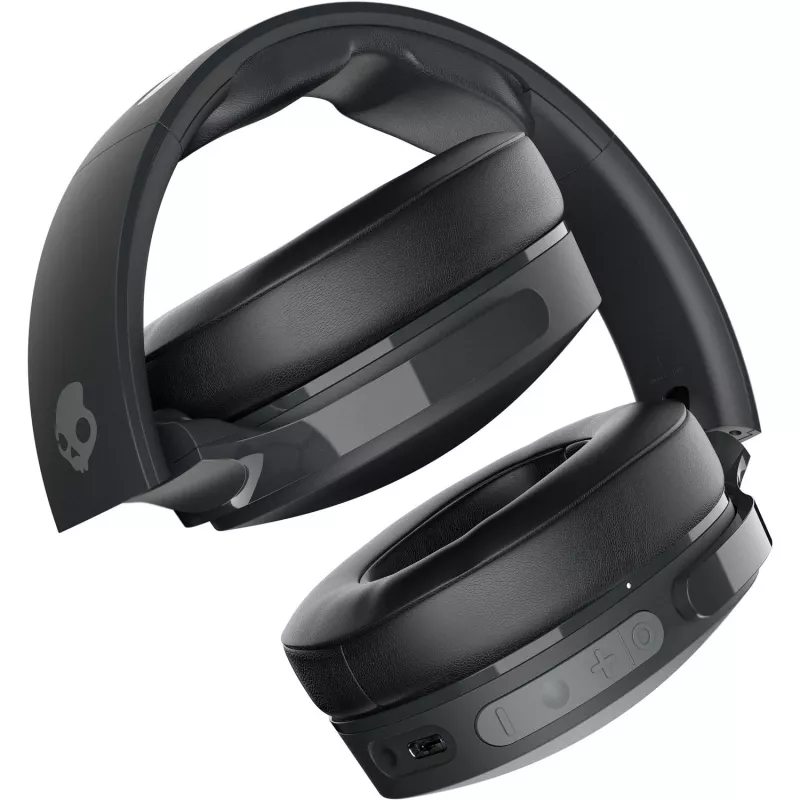 Austiņas virs auss Skullcandy Hesh Evo — vadu un Bluetooth 5.0, 36 h akumulators, USB-C, 3,5 mm, salokāmas, trokšņu slāpēšana, melnas