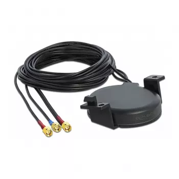Antena DeLOCK LTE MIMO GNSS 3 x SMA spraudnis RG-174 3 m āra melna