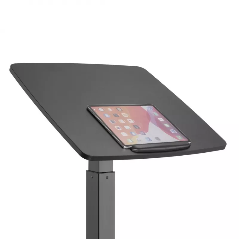 Pārnēsājams dators ar ratiņiem, regulējams augstumā līdz 113 cm, slīpums līdz 30°, melns