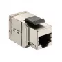 8 gab. Ekranēts Cat6 Keystone Inline Savienotājs, EQUIP — Plakans, RJ-45, 17×35.5×24.4 mm, sudrabs