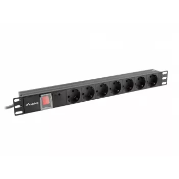 Strāvas sadalītājs Lanberg PDU-07F-0200-BK, 1U, 7 kontaktligzdas, 16 A, melns