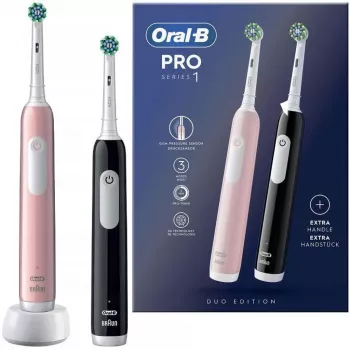 Elektriskā zobu birste Oral-B Pro 1 Duo — Melna/Rozā, 2 tīrīšanas režīmi