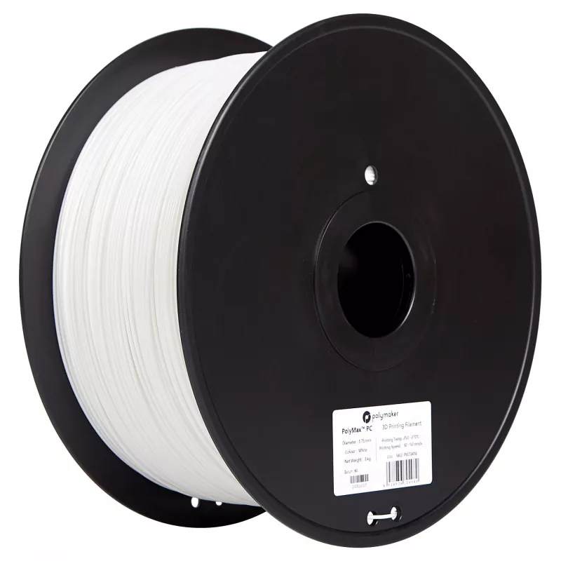 3D filament POLYMAKER POLYMAX PC 1.75 mm Balts 3 kg
