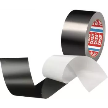 Alumīnija lente Tesa 50577 Black Matte 25 m x 50 mm — karstumizturīga līmfolija