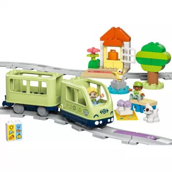 Vilciena komplekts LEGO DUPLO Interaktīvā piedzīvojumu dzelzceļš 10427, 57 gabali, 2 minifigūras, vecumam no 2+ gadiem