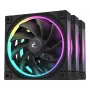 120 mm PC ventilators DeepCool FL12 3-in-1 Melns, 120×25 mm, 2150 RPM, Fluid Dynamic Bearing, PWM, 55 CFM, 32 dB, 3 gab. komplekts