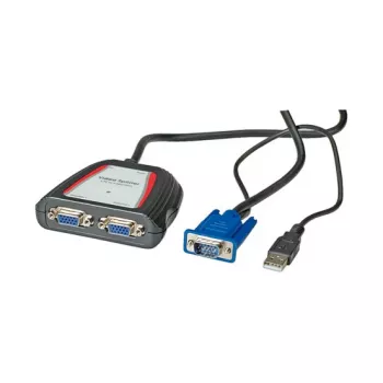 Pārnēsājams VGA video sadalītājs, 2x, 250MHz, VGA, 2x VGA, pelēks, 250 MHz, 0.65 m, 1920 x 1440