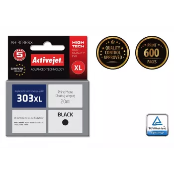 Activejet AH-303BRX tintas kasetne (aizstāj HP 303XL T6N04AE; Premium; 20ml; melna)