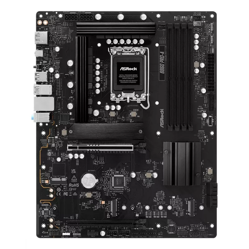 Mātesplate ASRock B860 Pro-A — Intel B860 ATX, LGA 1851, DDR5, 4x DIMM, 256 GB, 2.5Gb LAN, 1x M.2, 4x SATA III