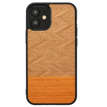 Telefona maciņš Man and Wood iPhone 12 mini, siļķu kaula (arancia) melns