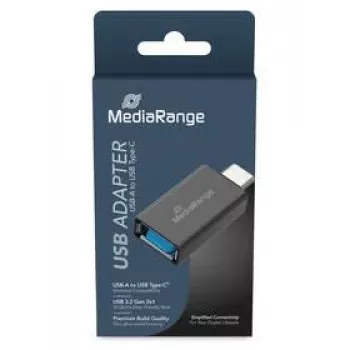 Adapteris MediaRange MRCS216 — USB Type-A uz USB Type-C, melns