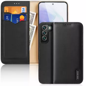 Dux Ducis Hivo Īstas ādas maciņš ar atloku Samsung Galaxy S22+ (S22 Plus) Melns