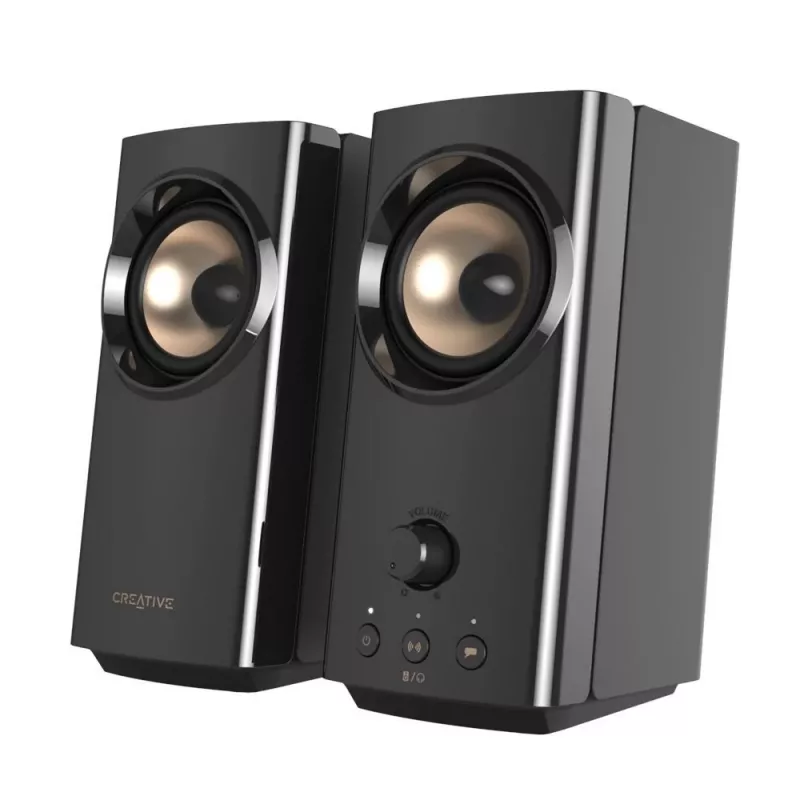 CREATIVE T60 2.0 kompaktie Hi-Fi galda skaļruņi ar skaidru dialogu un Surround skaņu, Sound Blaster SmartComms Kit, USB-C audio un mikrofona pieslēgvietām