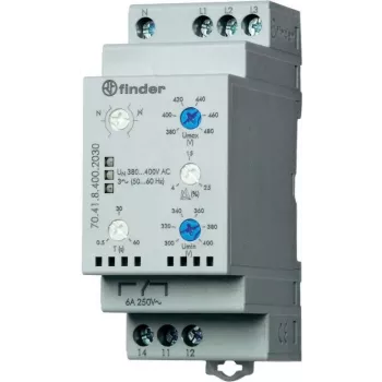 Finder 70.41.8.400.2030 trīsfāžu tīkla uzraudzības relejs ar nulles vada kontroli (380–415 V AC)