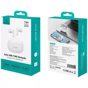Bezvadu austiņas E05 TWS Bluetooth 6.0 baltas