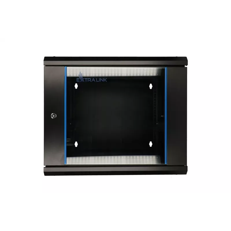 Extralink Rack skapis 9U 600x600 AZH Melns, sienas stiprinājums, veramās durvis