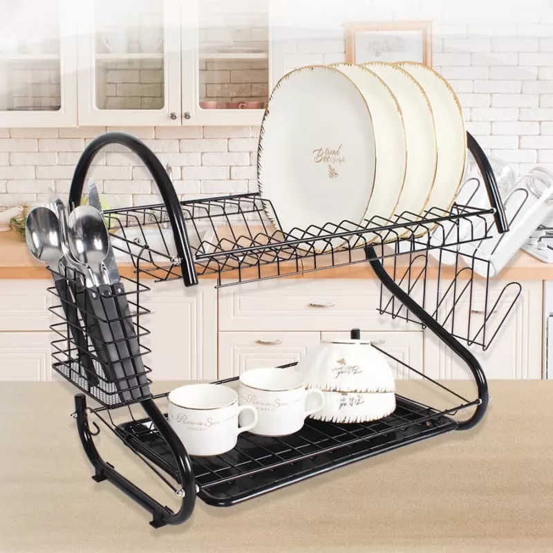 Brīvi stāvošs trauku žāvētājs Maestro MR-1025, metāla, melns, platums 430 mm