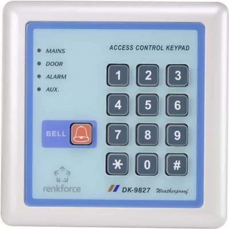 Elektroniskās kodu slēdzene Renkforce 1582598 12V IP65 ar apgaismotu tastatūru, laikapstākļiem izturīga piekļuves kontrole