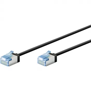 Goobay Ultra-Flexible CAT 6A Patch Cable slim U/FTP melns - īpaši īss spraudnis (74318)
