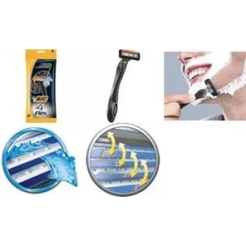 Vienreizējās lietošanas skuveklis BIC FLEX 4 asmeņu kasetnes dizains, modelis 8896951
