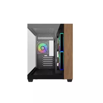 PC korpuss Cooler Master Elite 481 Wood — divkameru mATX ar dabīgu koka dizainu un diviem rūdīta stikla paneļiem