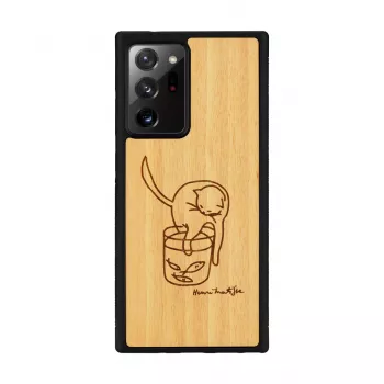 Aizsargmaciņš Samsung Galaxy Note20 Ultra — koks ar kaķi un zivi, man and wood