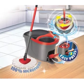 Vileda Easy Wring & Clean Fiber mops, pelēks/sarkans