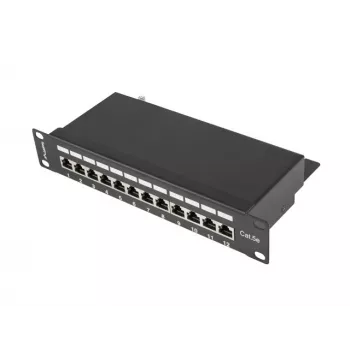 Lanberg PPF5-9012-B 1U 12 portu ekranēts sadales panelis (patch panel) Cat5e 10 inch statīvam