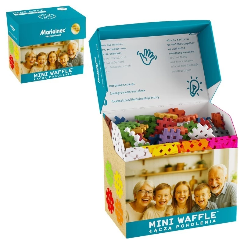 Marioinex Mini Waffle Būvbloķu Senior komplekts — 200 gab., daudzkrāsains, ieteicams no 6 gadu vecuma